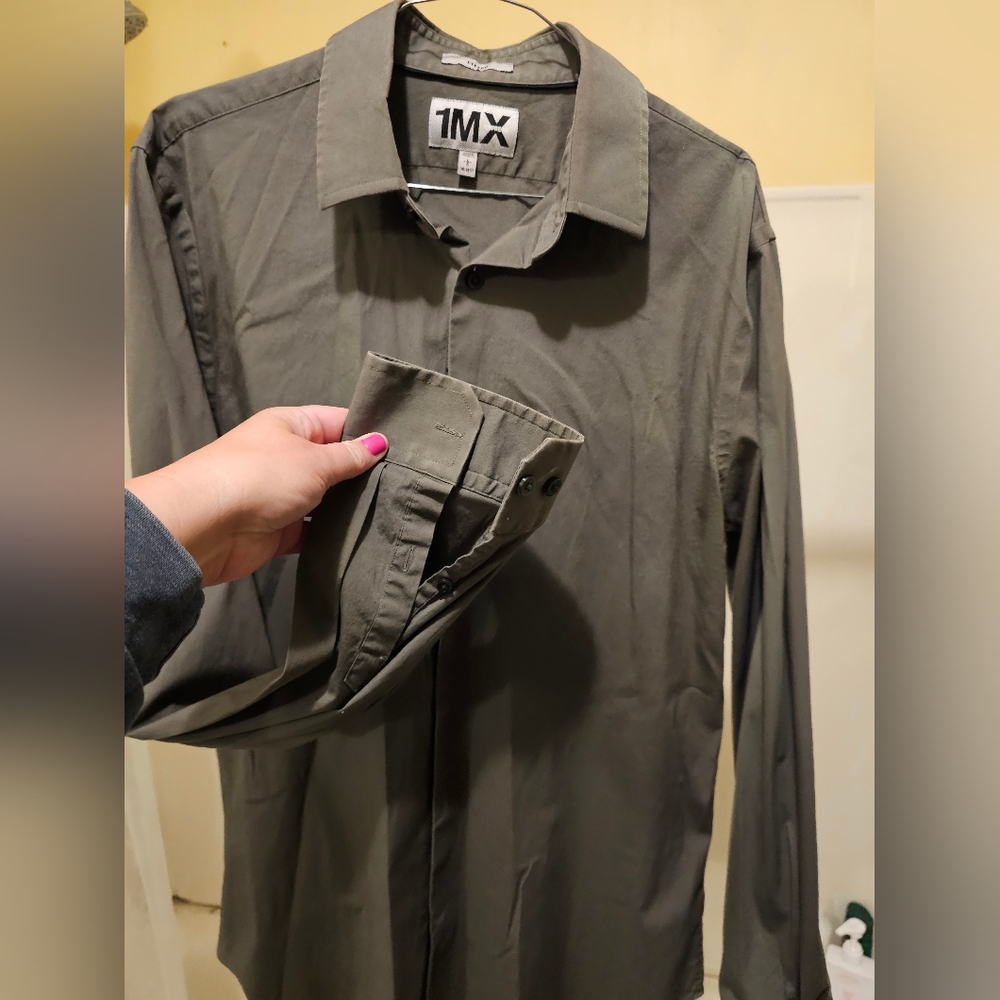Express Gray Button Down Shirt Top - image 2